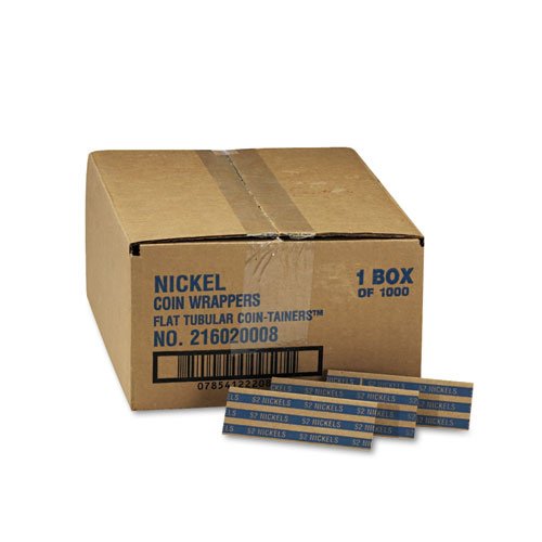 MMF Industries Pop-Open Flat Paper Coin Wrappers, Nickels, $2, 1,000 Wrappers per Box
