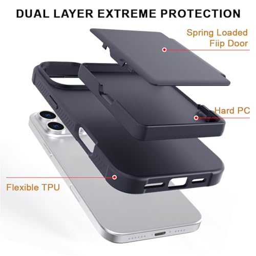 Étui à rabat iPhone 16 Pro Max avec miroir caché et portefeuille résistant - 7