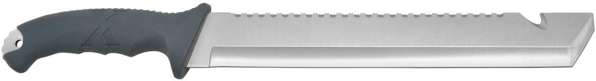 Camillus Carnivore X 18" Machete – Titanium Bonded 12” Blade & Saw Back, Full Tang, Gray Handle, Trimming Knife & Nylon Sheath for Camping & Brush Clearing