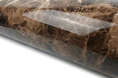 Very Berry Sticker Marble Peel and Stick Wallpaper (24cm x 78cm, Brown, 2-Pack) Waterproof and Easy to Clean Self-Adhesive Film for Any Surfaces and Furnitures