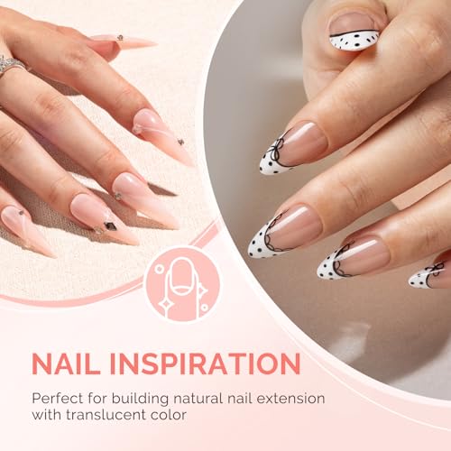 Image of MelodySusie 2PCS 15ML Clear Nude Pink Builder Nail Base Gel for Nails Thickening,Soak Off UV Extension Gel,Rhinestone Glue in a Bottle for Nail Art Design Gift for Women Salon DIY Manicure at Home