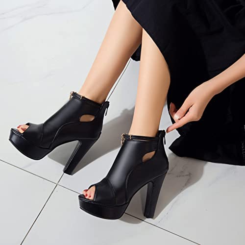 fereshte Women's Peep-Toe Sandals Stiletto High Heels Platform Summer Booties3