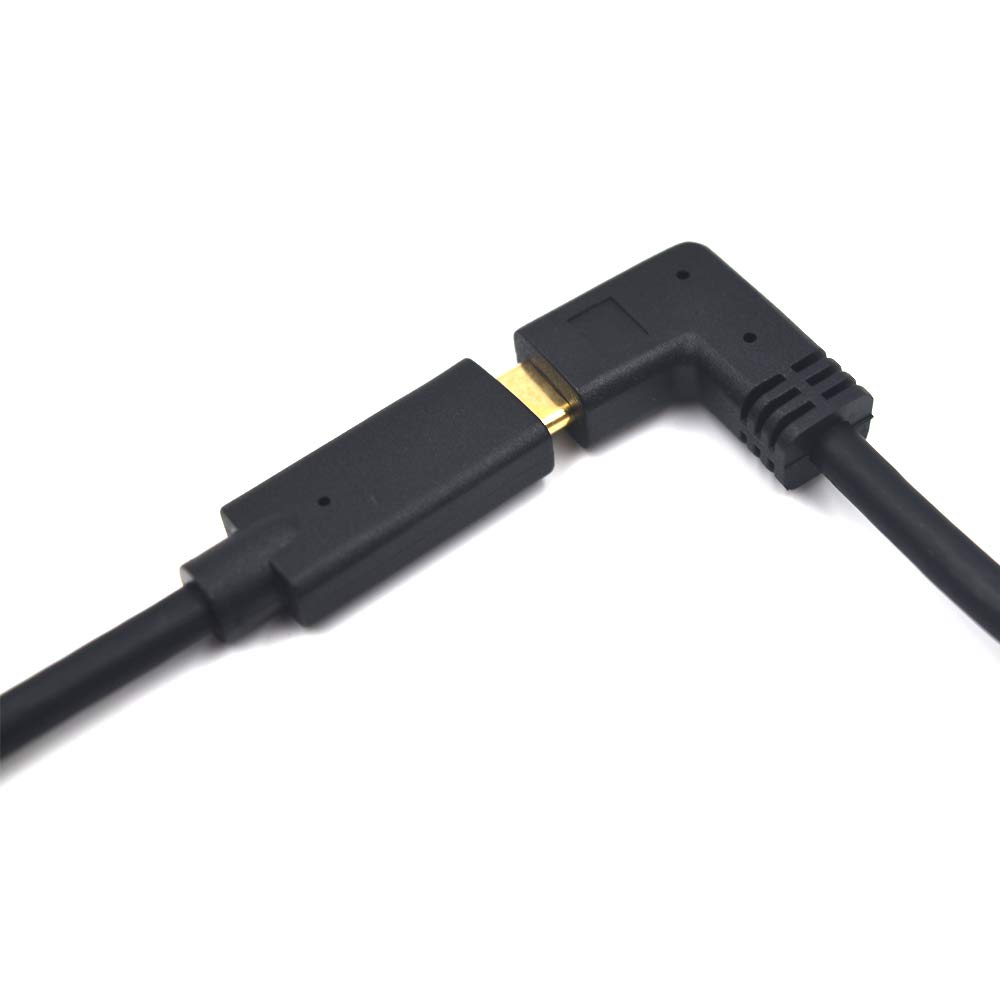 USB-C-Stecker auf USB-C-Verlängerungskabel, 90-Grad-Winkel, links und rechts, USB-Typ-C-Stecker auf Buchse, Lade- und Datenübertragungskabel, 3 A & 10 Gbit/s (links & rechts – 60 cm)
