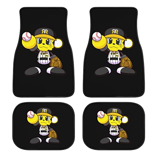 阪神タイガース カーマット 4点セット 車用フロアマット フロント2枚 リヤ2枚 カーフロアマット 滑り止め 汚れ防止 車 軽/普通車 汎用 四季通用 カスタムマット 保護パーツ カー用品 丸洗いOK 防水 取付簡単