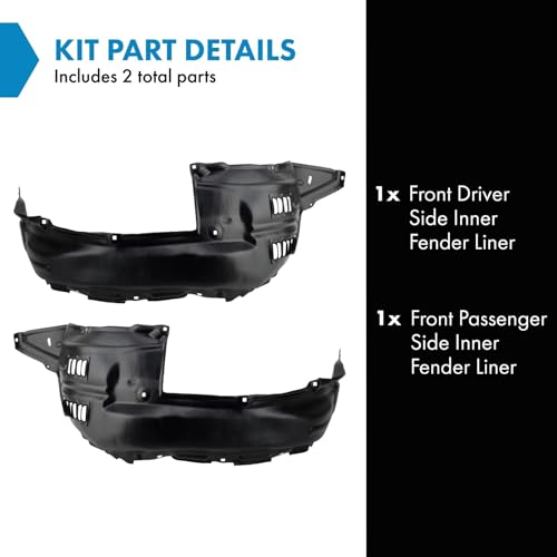 Image of TRQ Front Driver and Passenger Side Inner Fender Liner Set Compatible with 2014-2021 Toyota 4Runner with 17 Inch Wheels