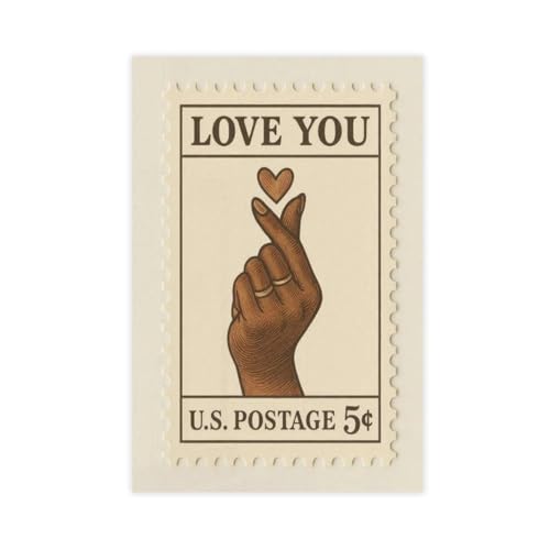 Toile timbres d'amour rétro pour salon minimaliste et élégant - Grand format 61x91 cm