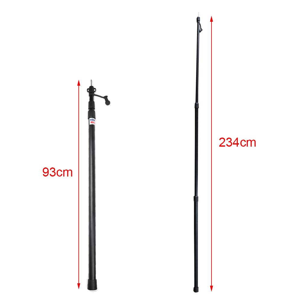 2PCS Mât de Tente Télescopique Support de Bâche en Aluminium 2,3M Poteaux de Bâche Réglable Poteau pour Voile Ombrage Camping Vacances Accessoires pour Auvent Toile Jardin