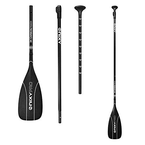 NIXYFull Carbon Fiber SUP Paddle Adjustable 3 Piece Pro Paddle with ABS Blade Edge for Stand Up Paddle Board Durable, Lightweight Floating Paddle