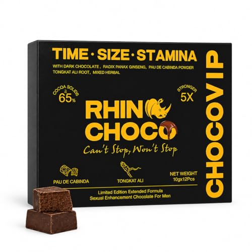 Rhinn Choco for Him, Natural Chocolate with 100% Mixed Herbs (Pack of 12 Pieces 10 Gram Each)