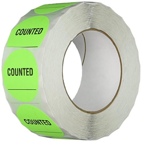 Image of TapeCase INVLBL-023 Counted Inventory Label, Circular Adhesive Label, Green, 2 in, 1000 Labels Per Roll, 1 Roll