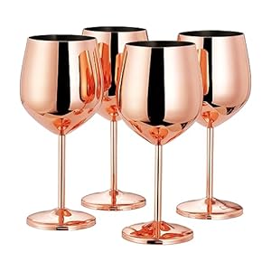 Oak & Steel 4 Edelstahl Rotweingläser Roségold