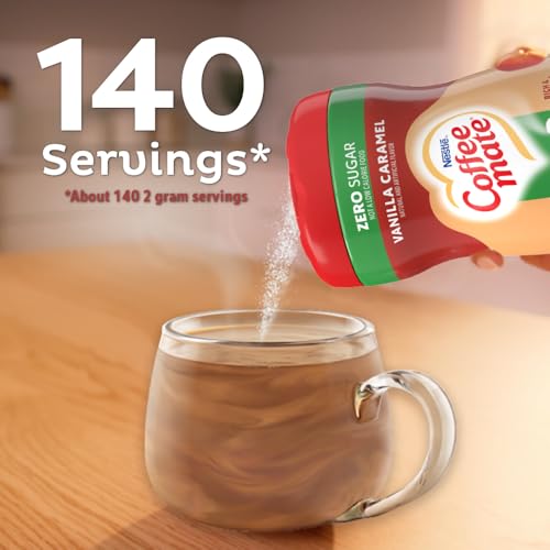 Coffee-mate Vanilla Caramel, Zero Sugar Powdered Coffee Creamer, 10.2 Ounce (Pack of 6)