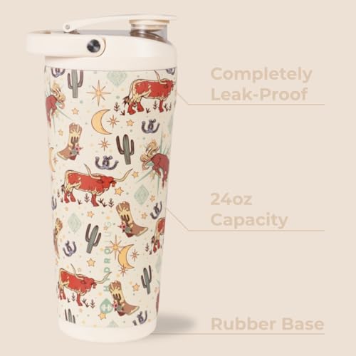Image of HydroJug Insulated Protein Shaker Bottle 24 oz, Silent Mixing, Rodeo