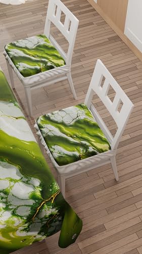 Cojines para sillas de cocina de microfibra con efecto mármol verde, juego de 6 de 40x40 cm 5
