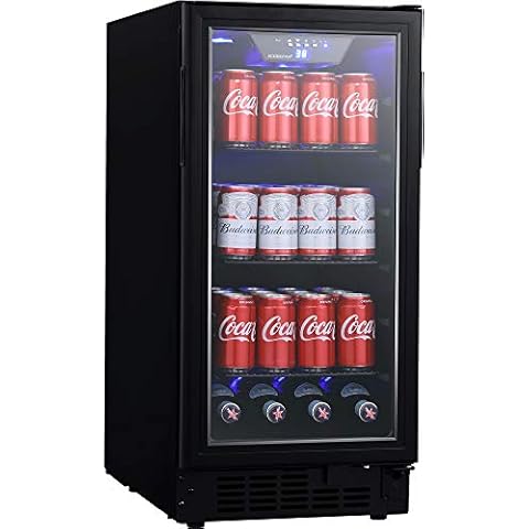 EdgeStar BBR901BL 15 Inch Wide 80 Can Built-In Beverage Center with Slim Design Cover
