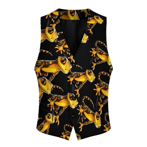 Salamander Lizard Men's Suit Vest Business Formal Waistcoat Vest with 2 Pockets for Wedding Party4