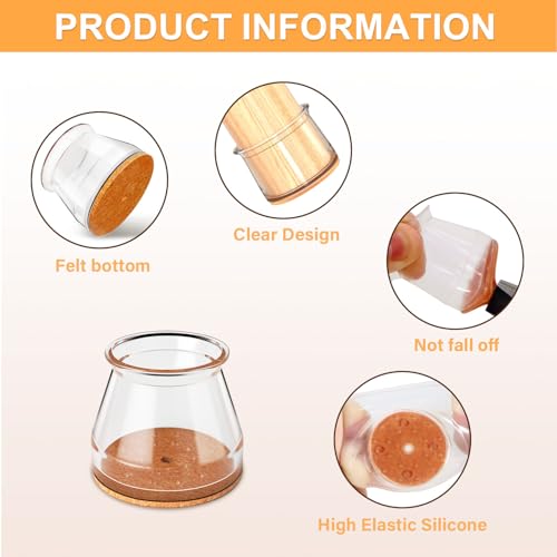 Image of Chair Leg Floor Protectors Round, Silicone Chair Leg Protectors for Hardwood Floors, Chair Leg Caps Covers Protect Wooden Floors from Scratching 20 Pcs Small (Fit:8 /16 inch to 15 /16 inch)