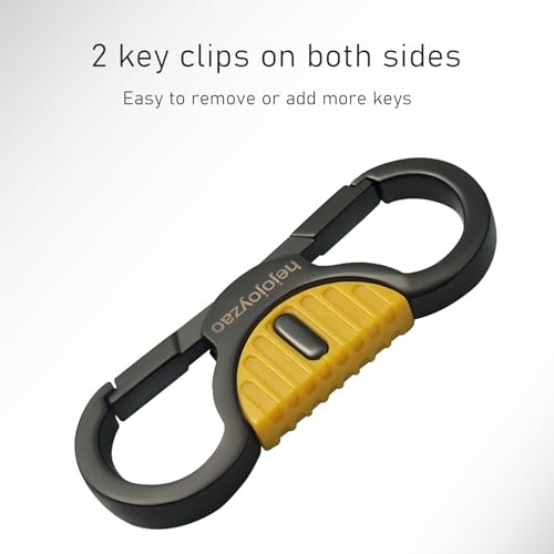 Image of Heavy Duty Keychain with Quick Release Double Carabiner Clip, Key Rings, D Ring, Car Key Holder for Belt Loop