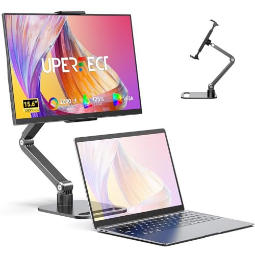 Image of UPERFCET Portable Monitor, 15.6 inch 1080P 125% sRGB 2000:1 Contrast Ultra-Slim Laptop Monitor with Stand VESA USB-C Mini HDMI, Travel Second Screen for Computer, Phone, Mini PC, Game Consoles