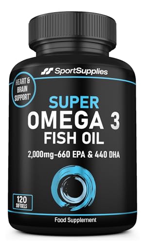 Omega 3 Fish Oil Capsules High Strength - 2,000mg Daily Serving - 33:22 EPA/DHA - 120 Softgel Capsules - SS Sport Supplies
