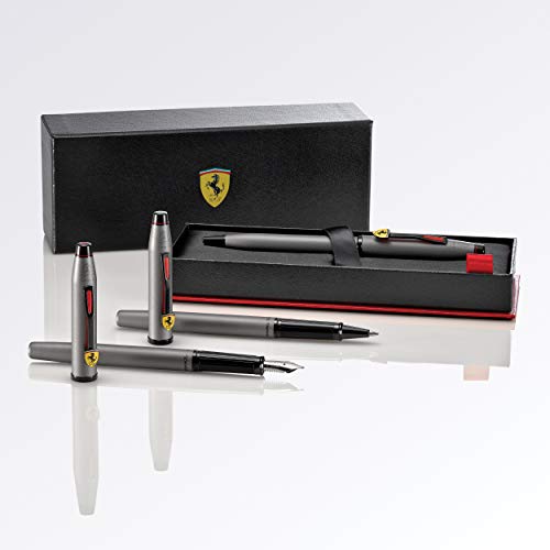 Image of Cross Century II Collection for Scuderia Ferrari Titanium Gray Satin Lacquer w /Polished Black PVD Appointments Ballpoint Pen