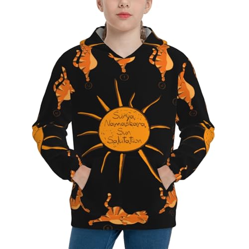 Cat Doing Yoga Kid Hoodies Boys Sweatshirts Girls Pullover with Pocket