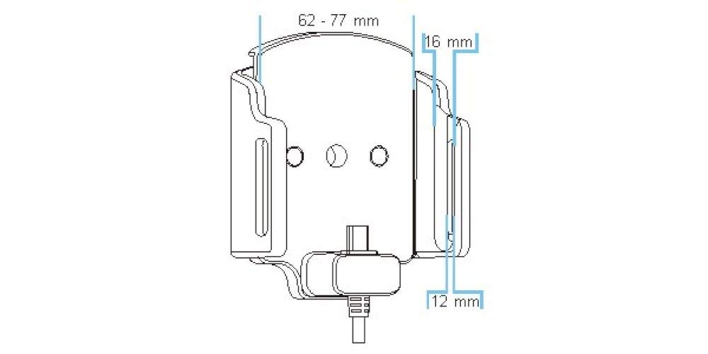 Brodit 521622 Device Holder Active to USB with Car Charger Adaptor Universal for Devices with or without Case Width 62-77 mm Thickness: 12-16 mm.
