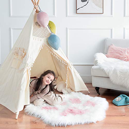 Ashler Ultra Soft Faux Sheepskin Fur Rug, Fluffy Cat Paw Rugs, Kids Room Rug, Area Rug, Kawaii Room Decor, Non Slip Throw Rug, Fluffy Carpet Bedroom Rug, Light Pink 2.55 X 3 Feet #TOP5