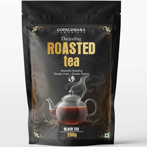Image of Gopaldhara Roasted Darjeeling Tea - 250g Stand up Pouch | 100% Pure & Original Leaf Tea | Flavoury Golden Orange Pekoe | Black Tea | Rich Taste & Flavour from 7000 Feet Mountain (250 Gram)