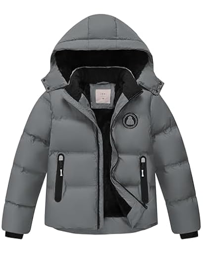 Zoofly Chaqueta de Invierno para Niños y Niñas Chaqueta de Nieve Abrigada con Capucha Desmontable, Gris Oscuro 128 (S) | Ya disponible en tu tienda friki favorita! En mundofriki.es!