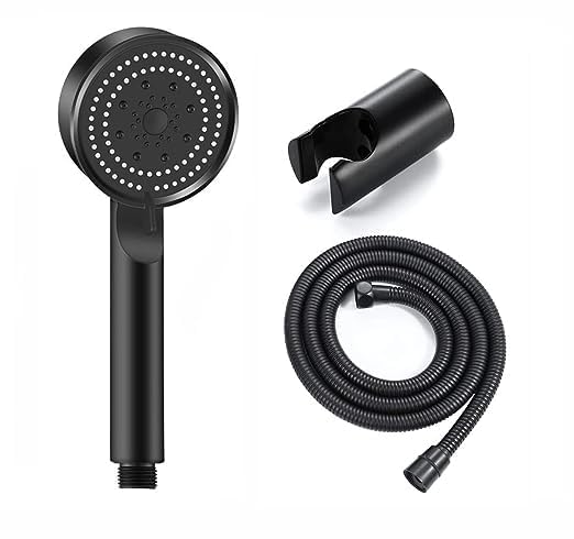 IGNOTI high-pressure multi-functional water flow Hand Shower Double Sided Spray & Free Filling Design High Flow Hand Held Showerhead (black 1.5 Mtr)