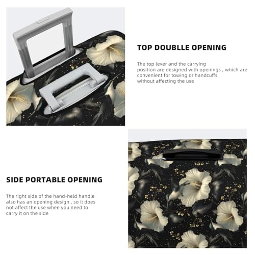 Luggage Cover Protector - Black Gold Flower Hummingbird Print Suitcase Covers for Luggage Fit 29-32 Inch Suitcase4
