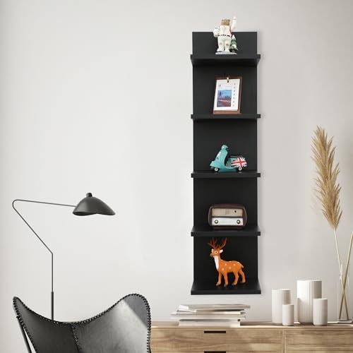 NIUBEST 5 Tier Wall Shelf,Vertical Floating Shelf,Home Decor Storage,Black - image 2