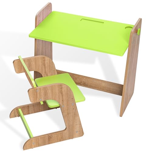 Image of Alex Daisy Texas Height Adjustable Kids Study Table & Chair Set | Non-Toxic Safe Material | Soft Coated Premium Finish | Engineered Wood Kids Study Desk (Green)