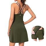 Lightbare Women’s Tennis Dress with Built-in Bra & Detachable Shorts Adjustable Straps UPF 50+ Quick