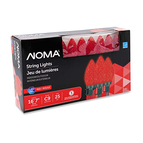 NOMA LED Christmas Lights | 25-Count C9 Red Bulbs | 16' 8" String