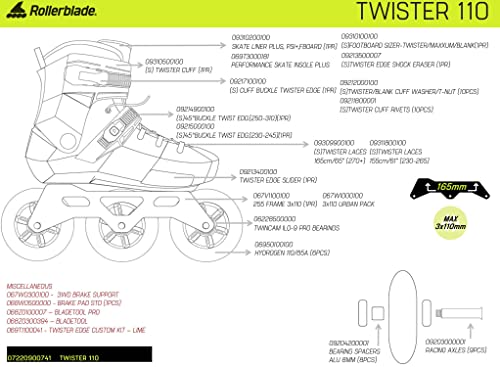 Image of Rollerblade Twister 110 Unisex Adult Fitness Inline Skate, Black /Red, Urban Performance Inline Skates