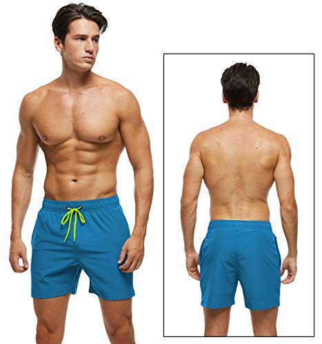 Image of Tyhengta Men's Swim Trunks Quick Dry Beach Shorts with Zipper Pockets and Mesh Lining