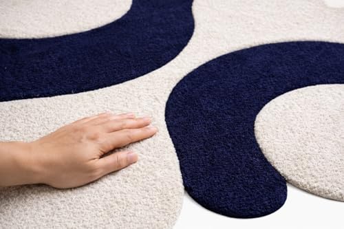 Image of Irregualr Shape Hand Tufted Carpet Pure Soft Wool Non Slip & Durable Easy to Clean Floor Area Rug Modern Design Carpet for Living Room 5X8 Feet (150x240 cm)