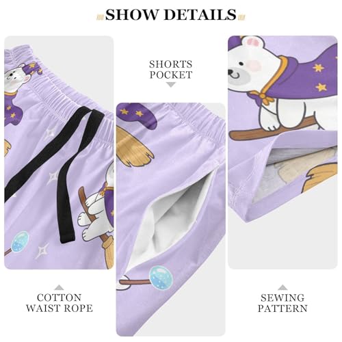 Men's Pajama Shorts Polar Bear Star Purple Athletic Pajama Sleep Bottoms with Pockets 23039354