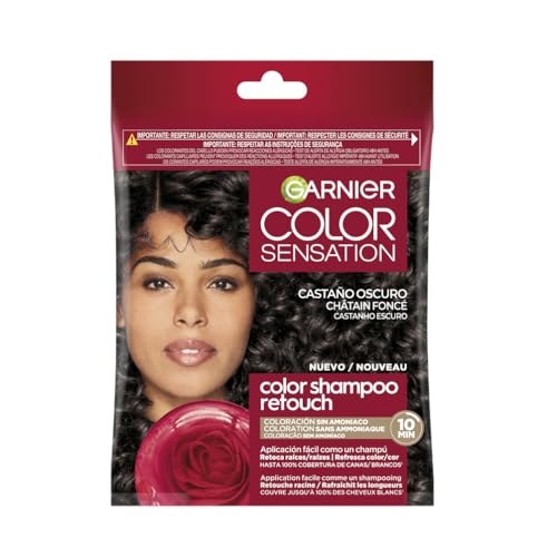 Garnier Color Shampoo Retouch Coloration Permanente Châtain foncé - 100% Couverture Cheveux...