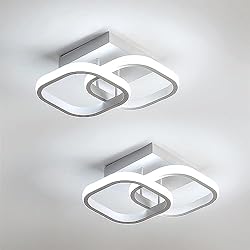 Lamparas Para Pasillo Modernas Comely 2 Paquetes LED de Techo Modernas, 24W 2700LM Pequeña Lámpara de Techo LED Cuadrada, Blanco Frío 6500K, Accesorios de Iluminación Interior para Dormitorio, Pasillo, Balcón, Escalera, Entrada