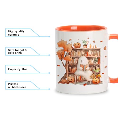 Taza de cerámica para café de 11 onzas con diseño de fantasma miniatura 5