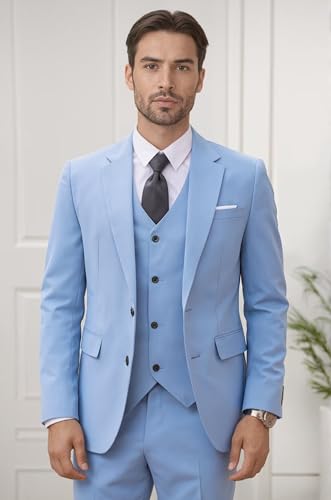 Suits for Men 3 Piece Slim Fit Jacket Vest Pants Set for Wedding Prom Party Business Formal Suit2