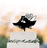 Arthuryerkes Wedding Cake Topper Fishing Boat Fisherman Cake Topper Couple Kissing Wedding Cake Decor Mr and Mrs Cake Topper Fishing Cake Topper