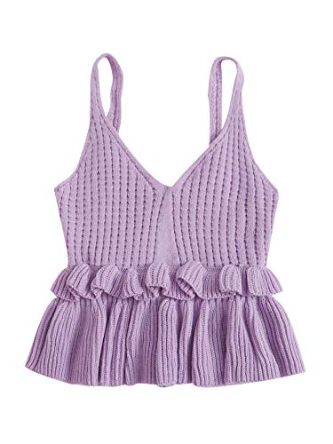 Image of SweatyRocks Women's Casual Sleeveless Peplum Tops Ruffle Hem Cropped Knit Sweater Vests