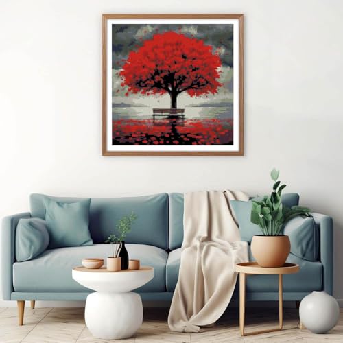 Image of MYBISYMQQ Tree of Life Cross Stitch Kits for Adults,11CT Stamped Cross Stitch Kits for Beginner,DIY Needlepoint Embroidery Patterns Kits Embroidery Patterns for Home Wall Decor 13.7x13.7 inches