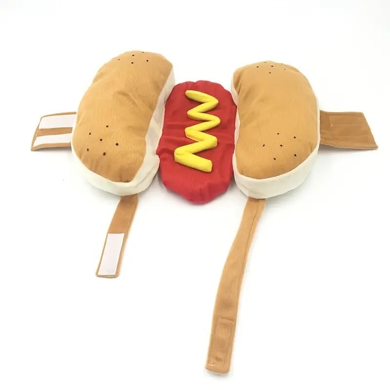 Hot-Dog Kostüm für Hunde – Süßes Haustierkostüm für Dackel und Co. – Tierverkleidung – Hotdog Wiener (Hot-Dog, L)