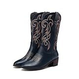 Kekonaca Women's Cowgirl Embroidered Mid Calf Boots...