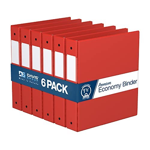 Photo 1 of Premium Economy 1.5-Inch Binders, 3-Ring Binders for School, Office, or Home, Colored Binder Notebooks, Pack of 6, Round Ring, Red Round Ring Red
